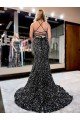 Cheapest Spaghetti Straps Sleeveless Long Sweep Train Velvet Sequin Prom Dress UK