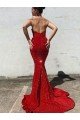 Cheapest Mermaid Sweetheart Sleeveless Long Court Train Velvet Sequin Prom Dress UK