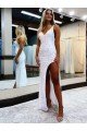 Cheapest Sleeveless V-Neck Long Floor Length Velvet Sequin Prom Dress with Slit UK