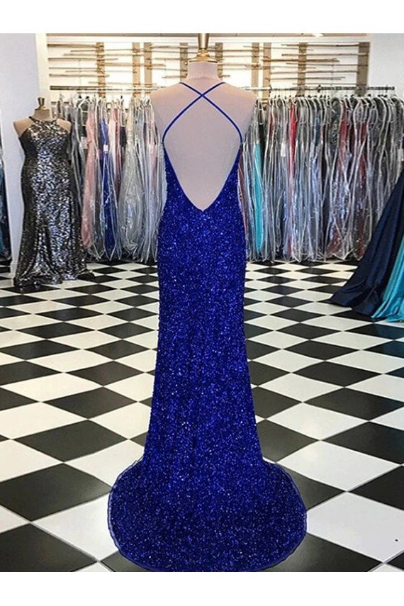 Cheapest V-Neck Sleeveless Long Velvet Sequin Prom Dress UK