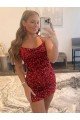 Cheapest Spaghetti Straps Criss Cross Back Sleeveless Short Velvet Sequin Homecoming Dress / Prom Dress UK