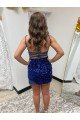 Cheapest Spaghetti Straps Backless Sleeveless Short Velvet Sequin Homecoming Dress / Prom Dress UK