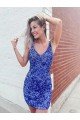 Cheapest Short Velvet Sequin V-Neck Sleeveless Homecoming Dress / Prom Dress UK