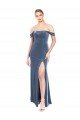 Cheapest Draped Sleeves Wide Scoop Neck Off the Shoulder Velvet Bridesmaid Dress / Prom Dress UK