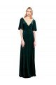 Cheapest Deep V-Neck Flutter Sleeves Long Velvet Wrap Bridesmaid Dress / Prom Dress UK