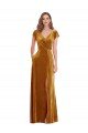 Cheapest Cap Sleeve Faux Wrap Formal Velvet Maxi Bridesmaid Dress / Prom Dress with Pockets UK