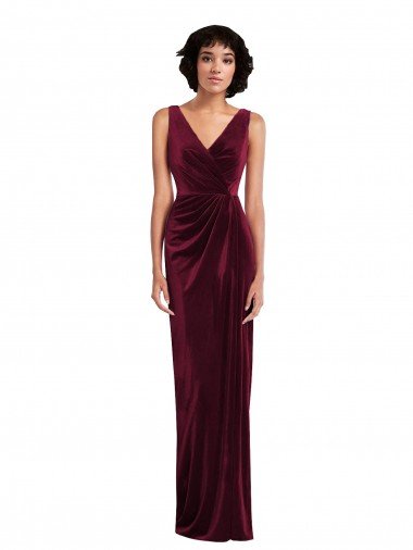 Cheapest Draped Skirt Faux Wrap Velvet Maxi Bridesmaid Dress / Prom Dress UK