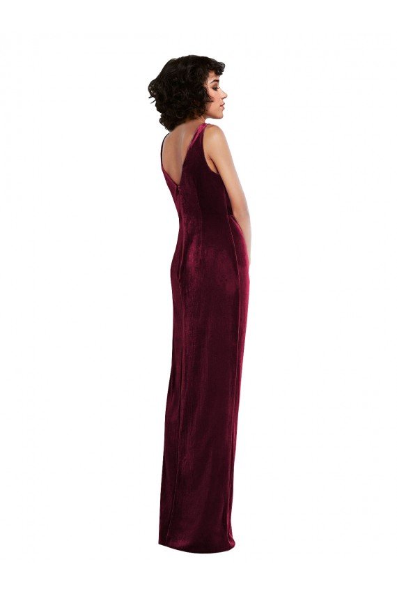 Cheapest Draped Skirt Faux Wrap Velvet Maxi Bridesmaid Dress / Prom Dress UK