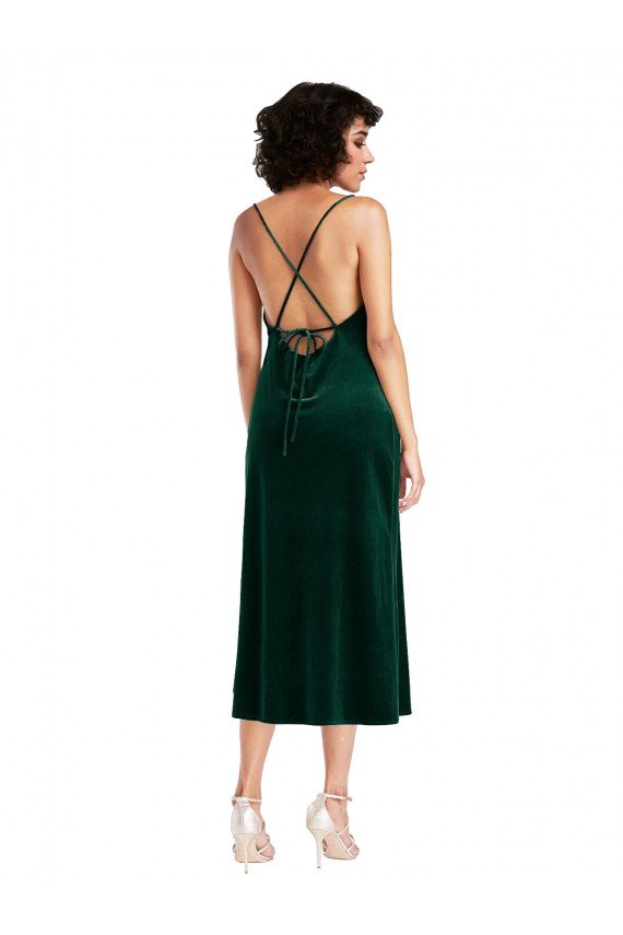 Cheapest Midi Length Cowl Neck Formal Velvet Short Cocktail Slip Bridesmaid Dress / Prom Dress UK