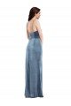 Cheapest Spaghetti Strap Formal Velvet Maxi Bridesmaid Dress / Prom Dress with Draped Skirt UK