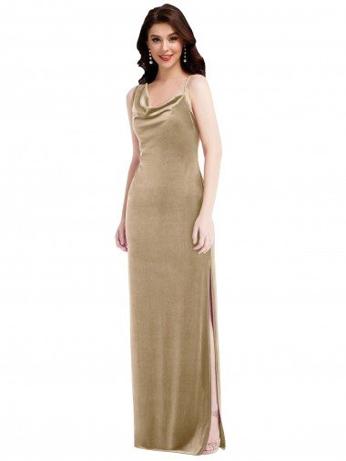 Cheapest Asymmetrical One Shoulder Formal Velvet Maxi Slip Bridesmaid Dress / Prom Dress UK