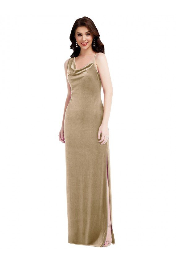 Cheapest Asymmetrical One Shoulder Formal Velvet Maxi Slip Bridesmaid Dress / Prom Dress UK