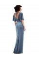 Cheapest Flutter Sleeve Open Back Velvet Maxi Bridesmaid Dress / Prom Dress with Draped Wrap Skirt UK