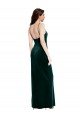 Cheapest Straight Neckline Spaghetti Straps Long Velvet Bridesmaid Dress / Prom Dress with High Side Slit UK