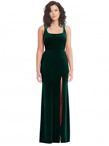 Cheapest Square Neck Long Velvet Maxi Bridesmaid Dress / Prom Dress UK