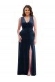 Cheapest Deep V-Neck Sleeveless Formal Velvet Maxi Bridesmaid Dress / Prom Dress with Pockets UK