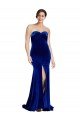 Cheapest Strapless Ruched Formal Velvet Bridesmaid Dress / Prom Dress with Sweep Train and Front Slit UK