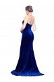 Cheapest Strapless Ruched Formal Velvet Bridesmaid Dress / Prom Dress with Sweep Train and Front Slit UK